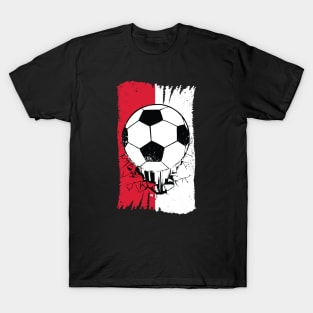 Vintage Polish Flag with Football // Poland Soccer Grunge Polska Flag T-Shirt